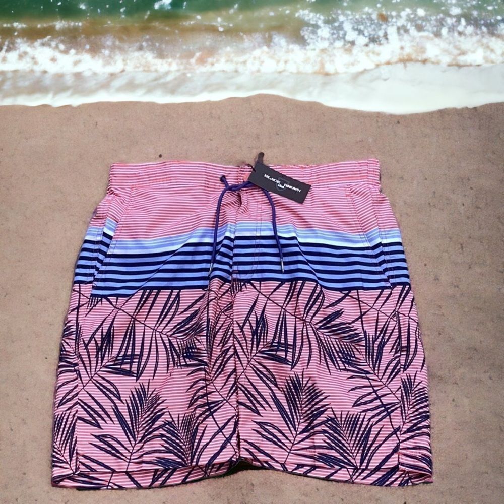 BLACK BROWN NWT MENS SWIMWEAR TRUNKS SHORTS MANDARIN SIZE LARGE